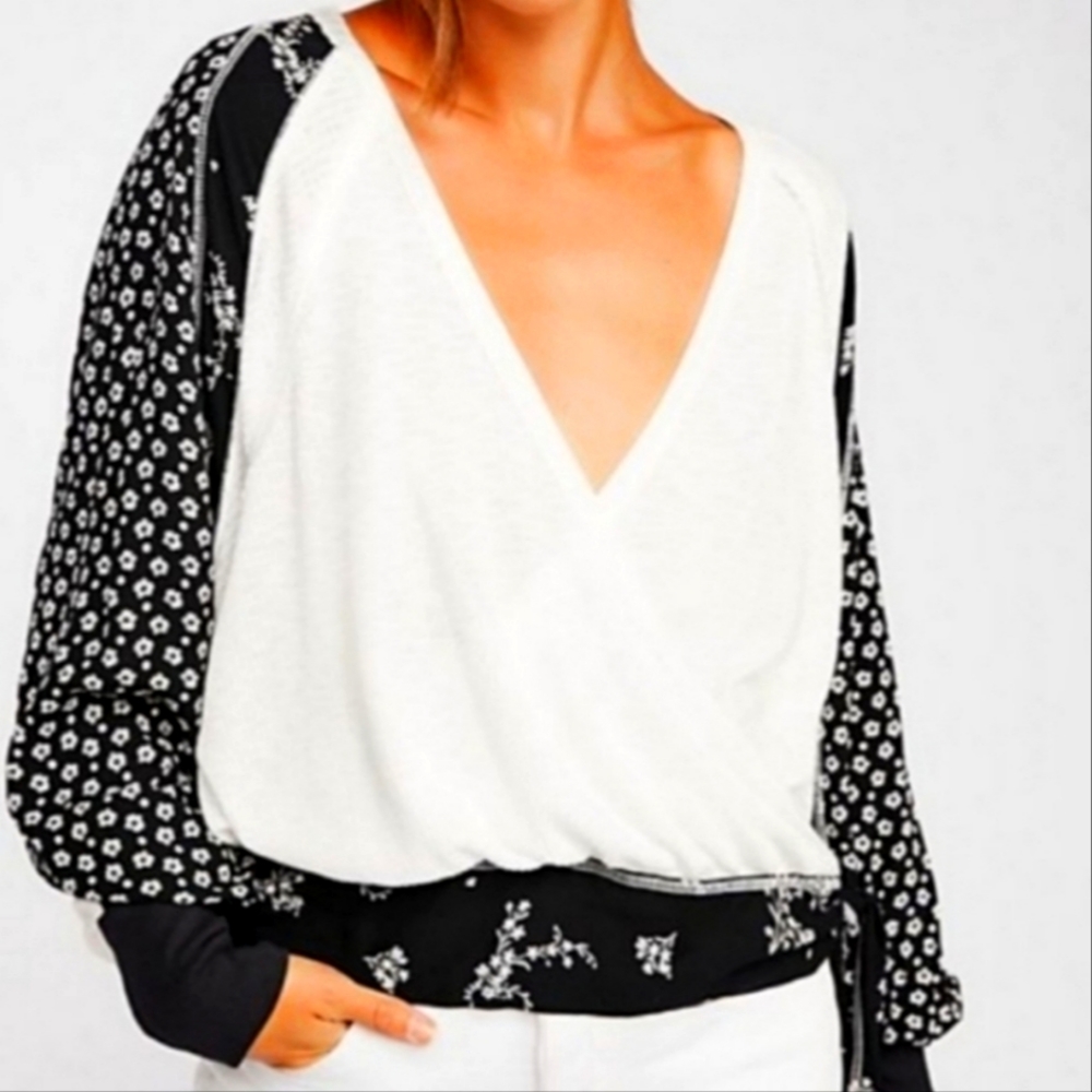 Free People Thermal Wrap Floral Top